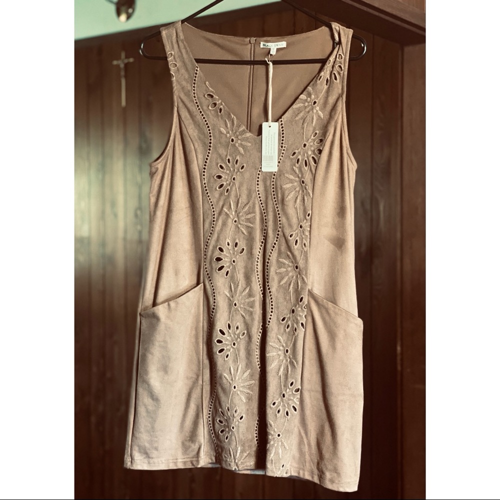 Black Swan Shift Mini Dress Faux Suede Small NWT